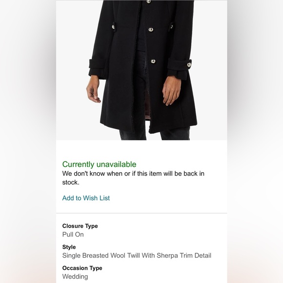 kate spade Wool Blend Coat with Faux Shearling Collar and Trim - Picture 4 of 17